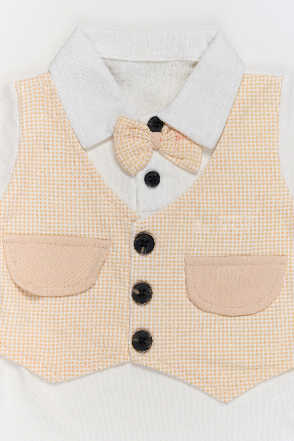 The Nesavu Baby Casual Sets New Born Clothes on Sale Cotton Two-Piece Beige Outfit with Bowtie and Shorts Nesavu Nesavu New Born Clothes Sale Cotton Two-Piece Outfit Bowtie Beige Shorts