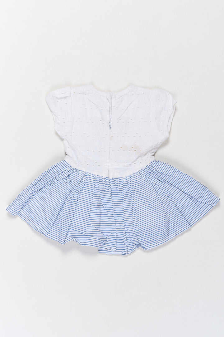 The Nesavu Girls Cotton Frock New Frock Models for Girls in Hakoba with Stylish Striped Flair Nesavu New Hakoba Frock Model Girls Striped Flare Bow Detailing Nesavu