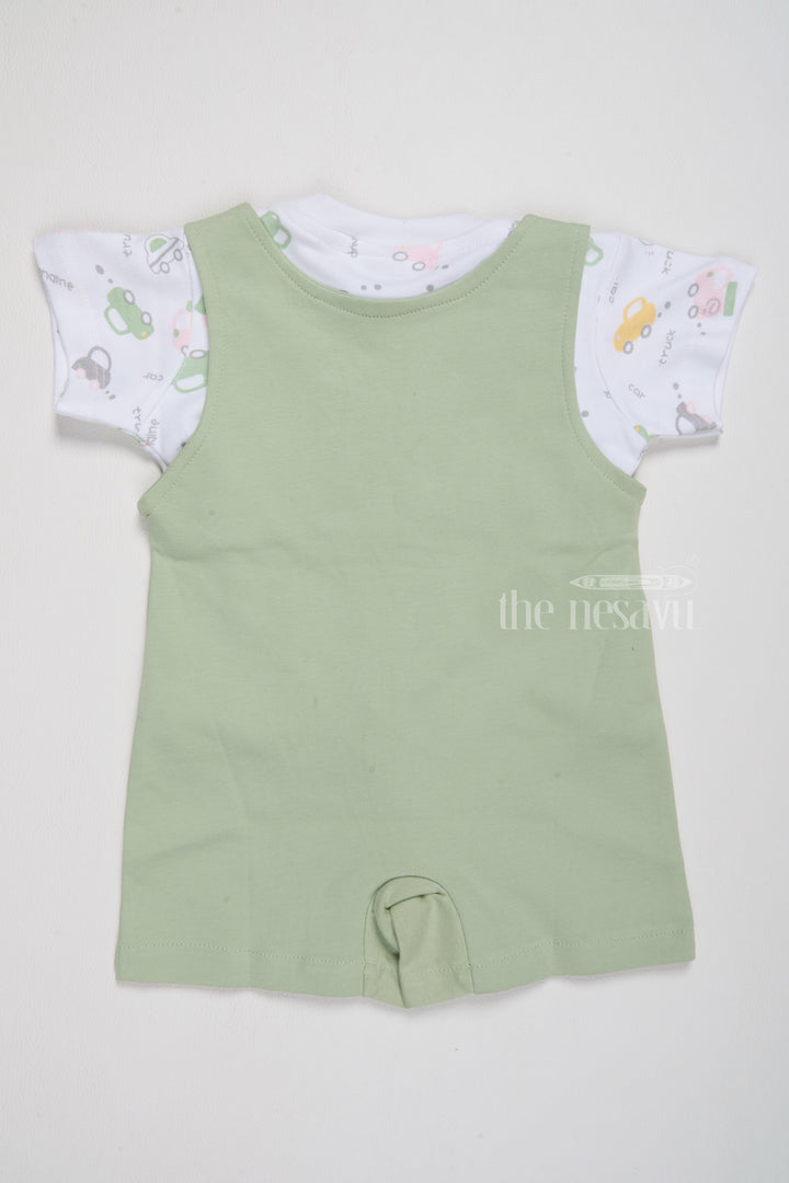 The Nesavu Baby Casual Sets Newborn Clothes Sale Green Car Applique Romper with Printed T-Shirt Nesavu Nesavu Newborn Clothes Sale Green Car Applique Romper Printed T-Shirt