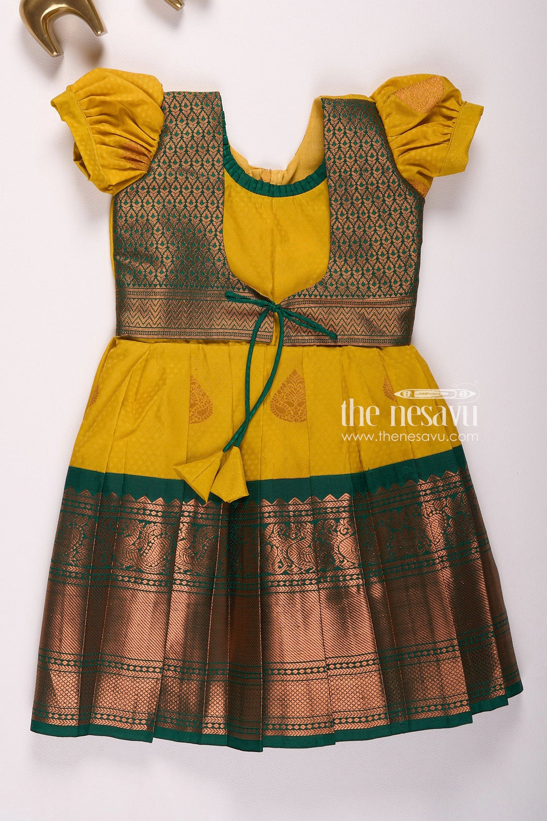 The Nesavu Girls Kanchi Silk Frock Newborn Kanchivaram Silk Frock for Girls Ideal for Annaprasana Nesavu Newborn Kanchivaram Silk Frock for Girls - Perfect for Annaprasana