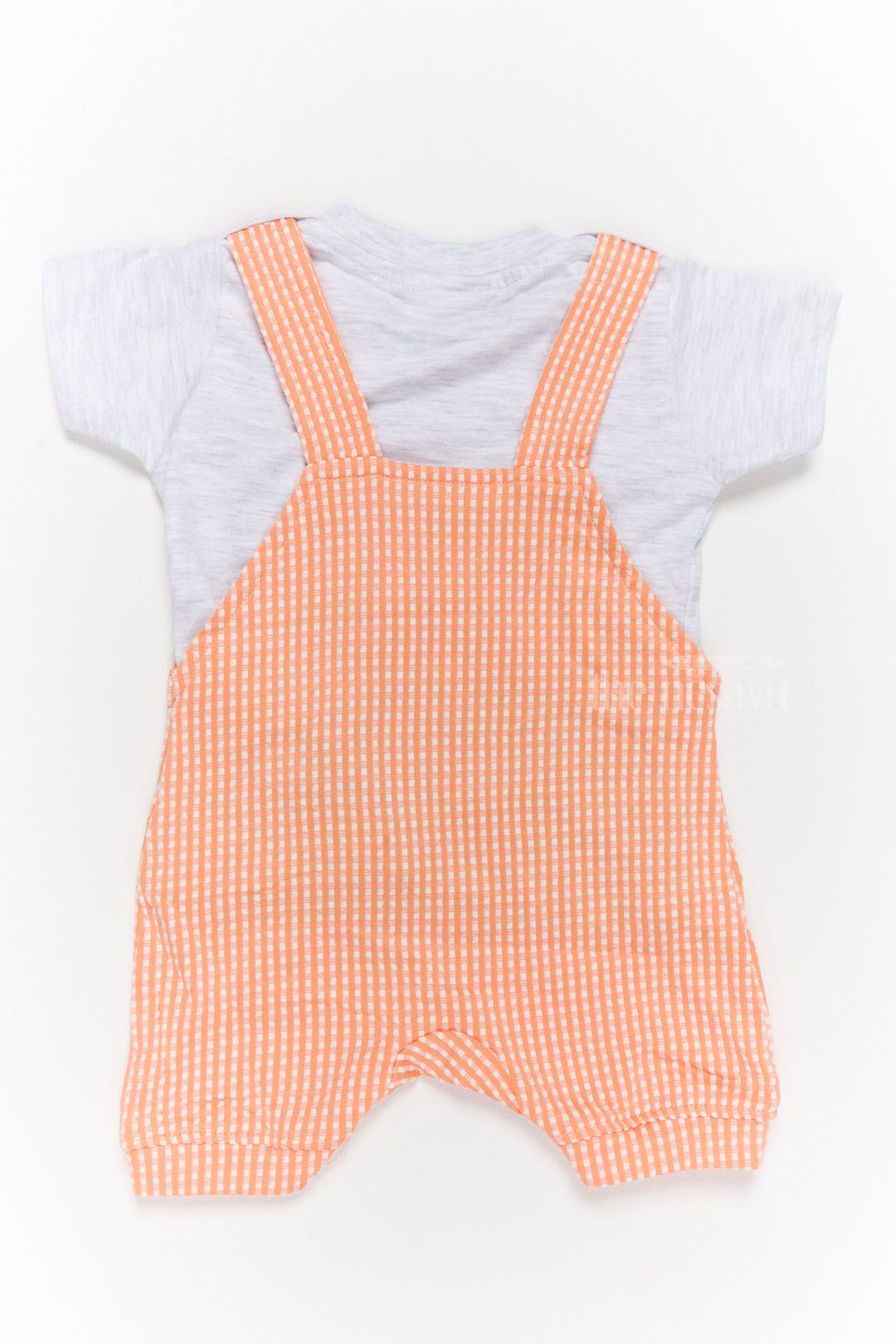 The Nesavu Baby Casual Sets Newborn Wear Orange Striped Cotton Romper with Car Applique and White T-Shirt Nesavu Nesavu Newborn Wear Orange Striped Cotton Romper Car Applique