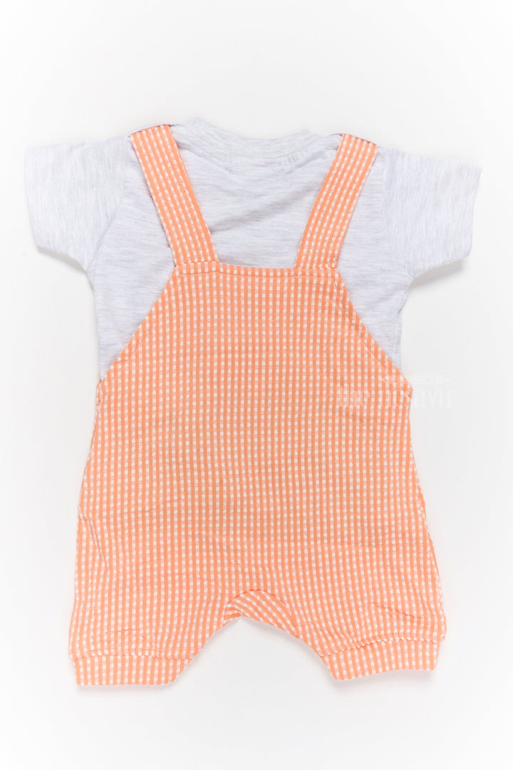 The Nesavu Baby Casual Sets Newborn Wear Orange Striped Cotton Romper with Car Applique and White T-Shirt Nesavu Nesavu Newborn Wear Orange Striped Cotton Romper Car Applique