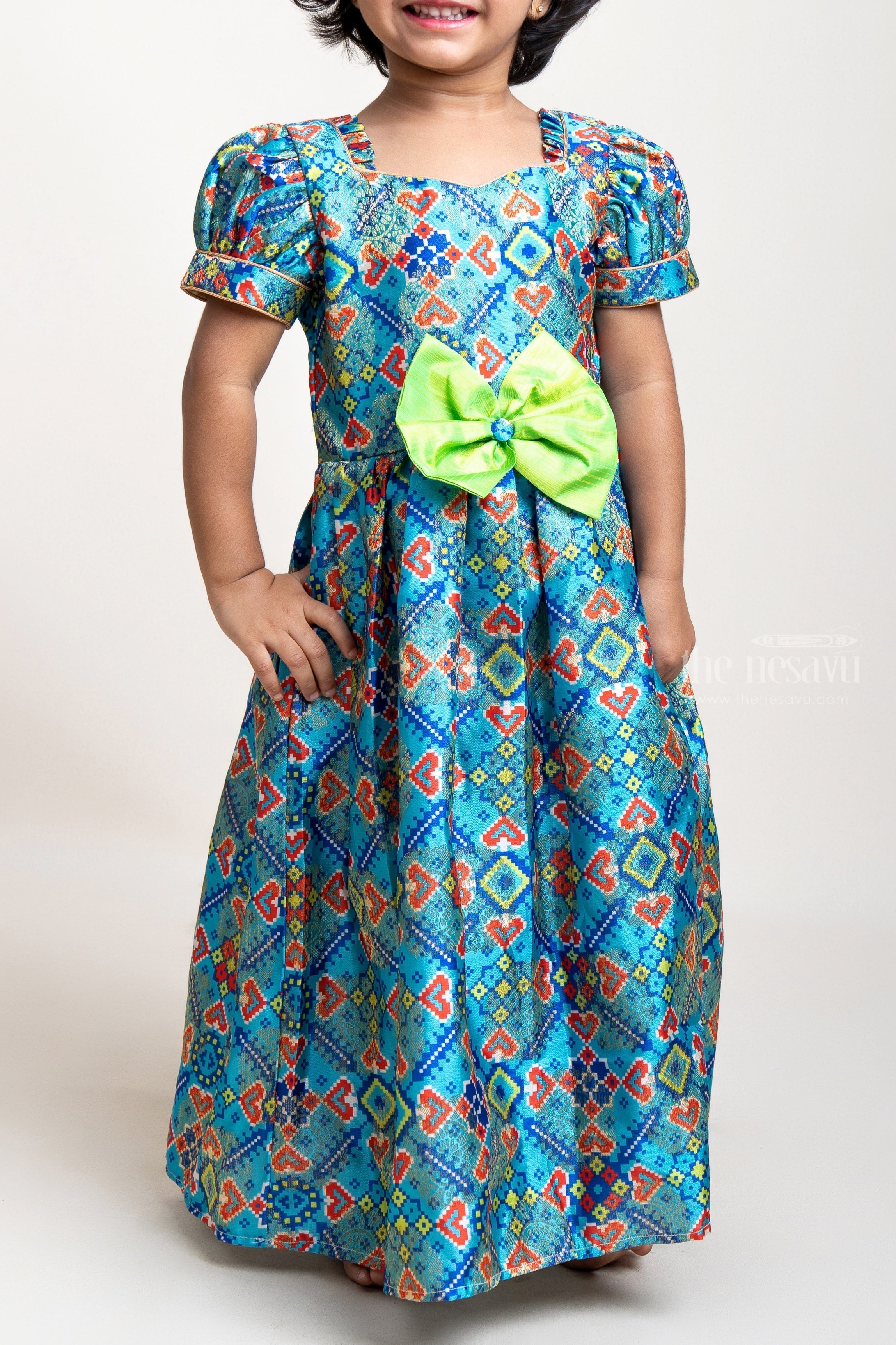 Pre Order: Patola Printed Mustard Yellow Ethnic Long Kurti | Little Muffet