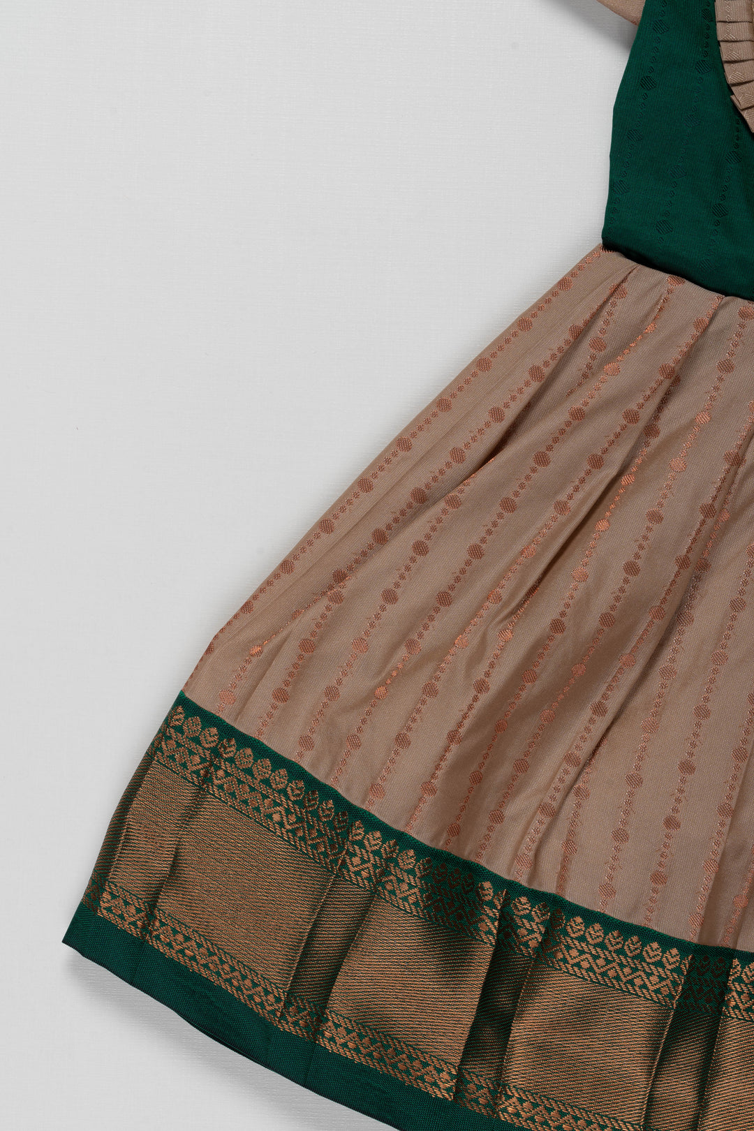 The Nesavu Girls Kanchi Silk Frock Pattu Kanchivaram Silk Frock for Kids - Suitable for Choroonu and Namakarana Nesavu Pattu Kanchivaram Silk Frock for Kids - Perfect for Choroonu and Namakarana