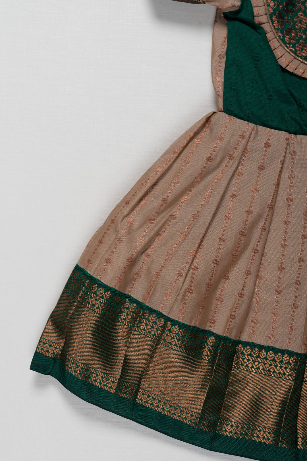 The Nesavu Girls Kanchi Silk Frock Pattu Kanchivaram Silk Frock for Kids - Suitable for Choroonu and Namakarana Nesavu Pattu Kanchivaram Silk Frock for Kids - Perfect for Choroonu and Namakarana