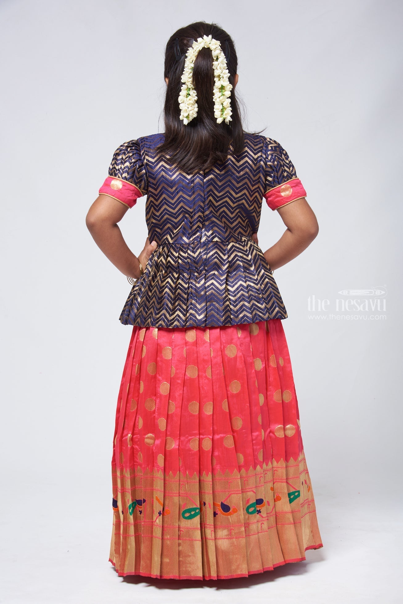 Women's Exclusive Ready Stock Half Saree Pavadai Dhavani Set Traditional  Indian Wear Kanjivaram Soft Silk Zari Lehanga Gold Designs With Running  Blouse Contrast Chiffon Dhavani With Gold Lace | Lazada
