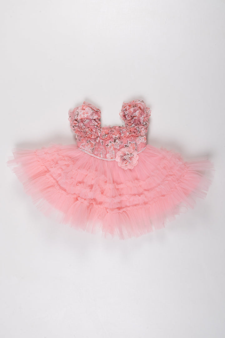 The Nesavu Girls Tutu Frock Pink Blossom Tutu Party Frock: A Dreamy Ensemble for Little Ladies Nesavu 16 (1Y) / Pink / Plain Net PF185A-16 Shop Designer Floral Tutu Dresses for Girls | Perfect Pink Party Wear for Infants Online | The Nesavu