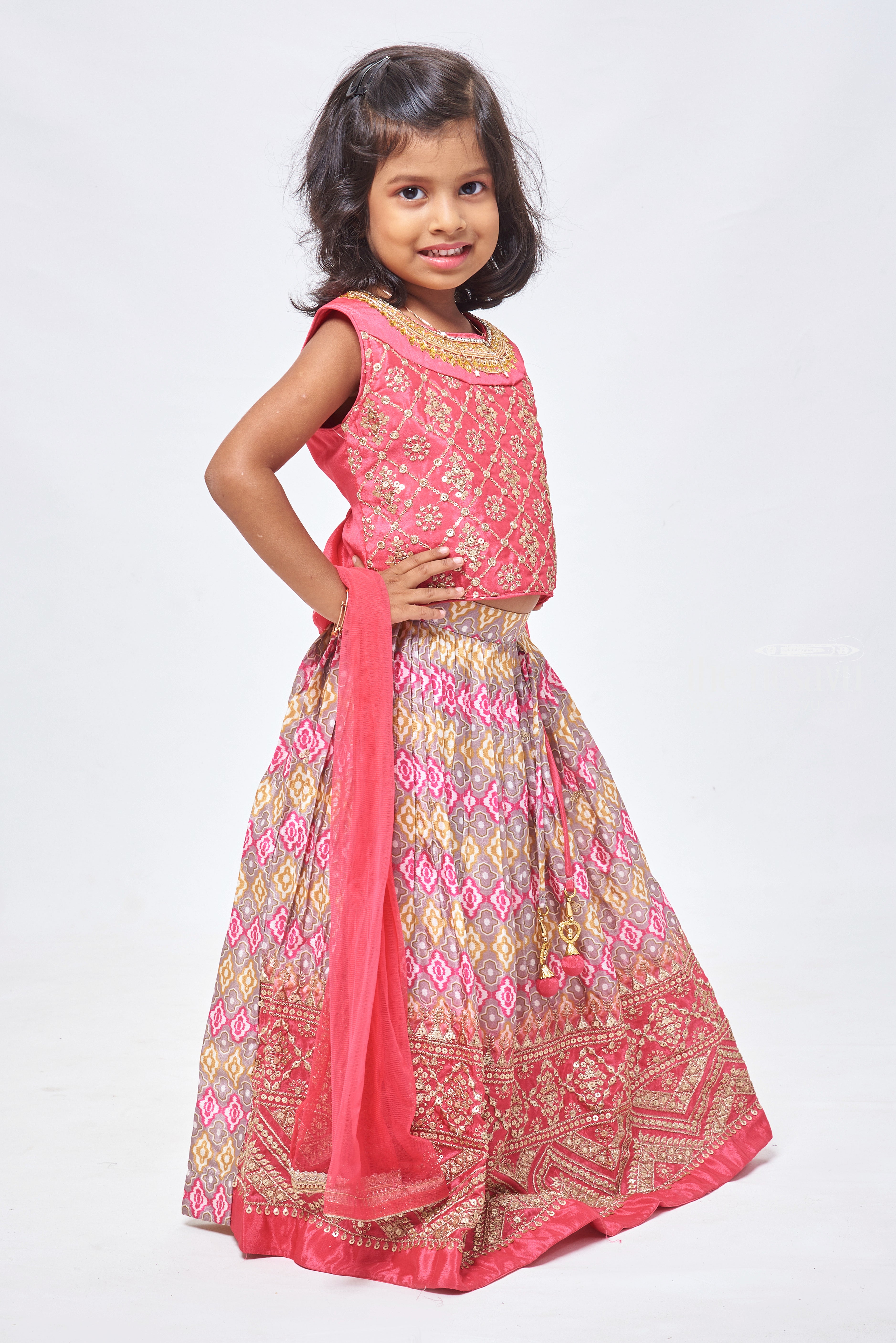 Buy Pink Silk Party Wear Sequins Work Kids Lehenga Choli Online From  Wholesale Salwar.