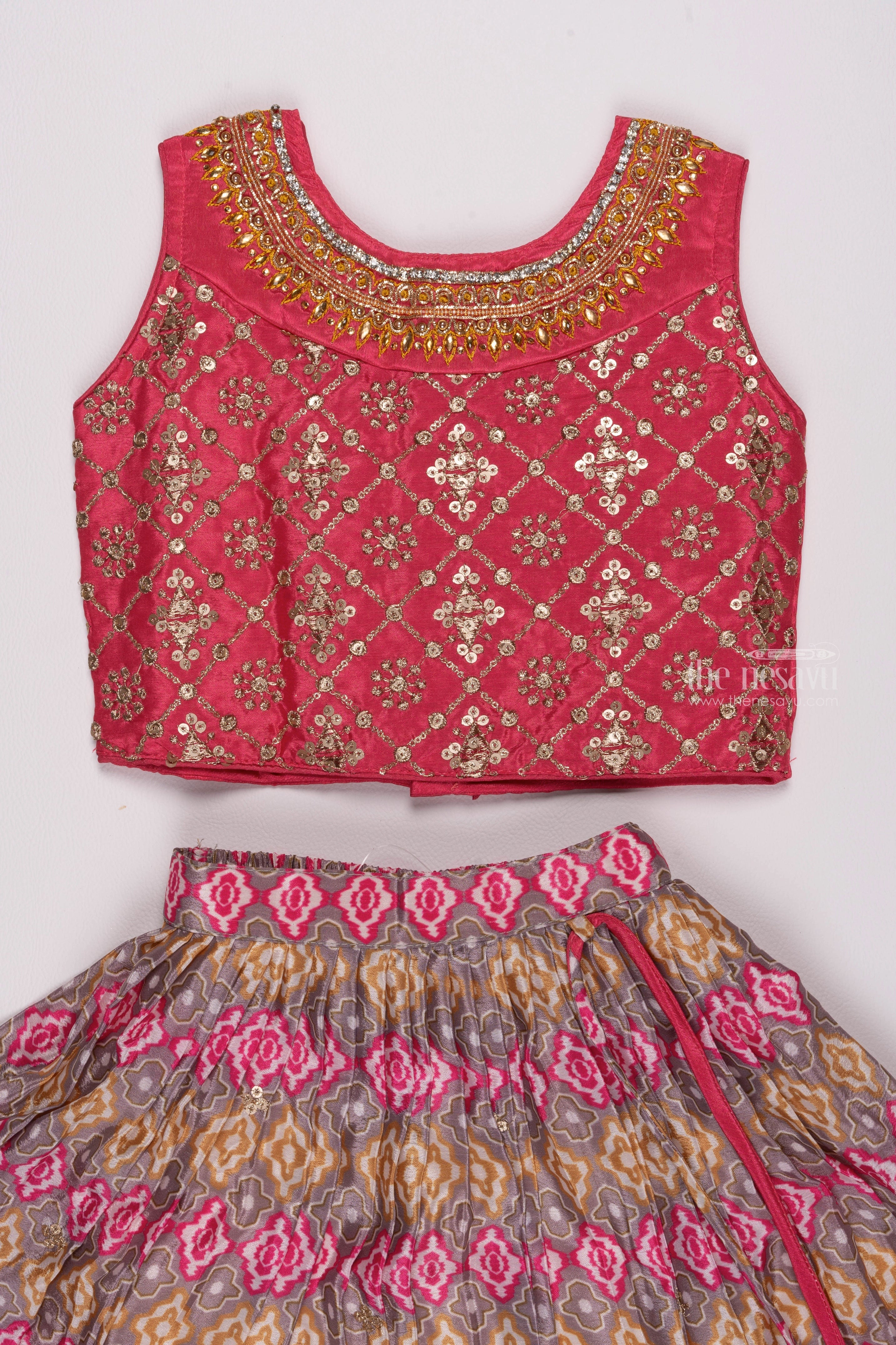Buy Pink Lehenga Choli Printed Jacket for Girls Online
