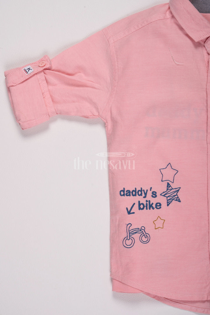 The Nesavu Boys Casual Set Pink Full Sleeve Shirt and Navy Blue Pant Set for Boys Nesavu Pink Full Sleeve Shirt and Navy Blue Pant Set for Boys - Nesavu