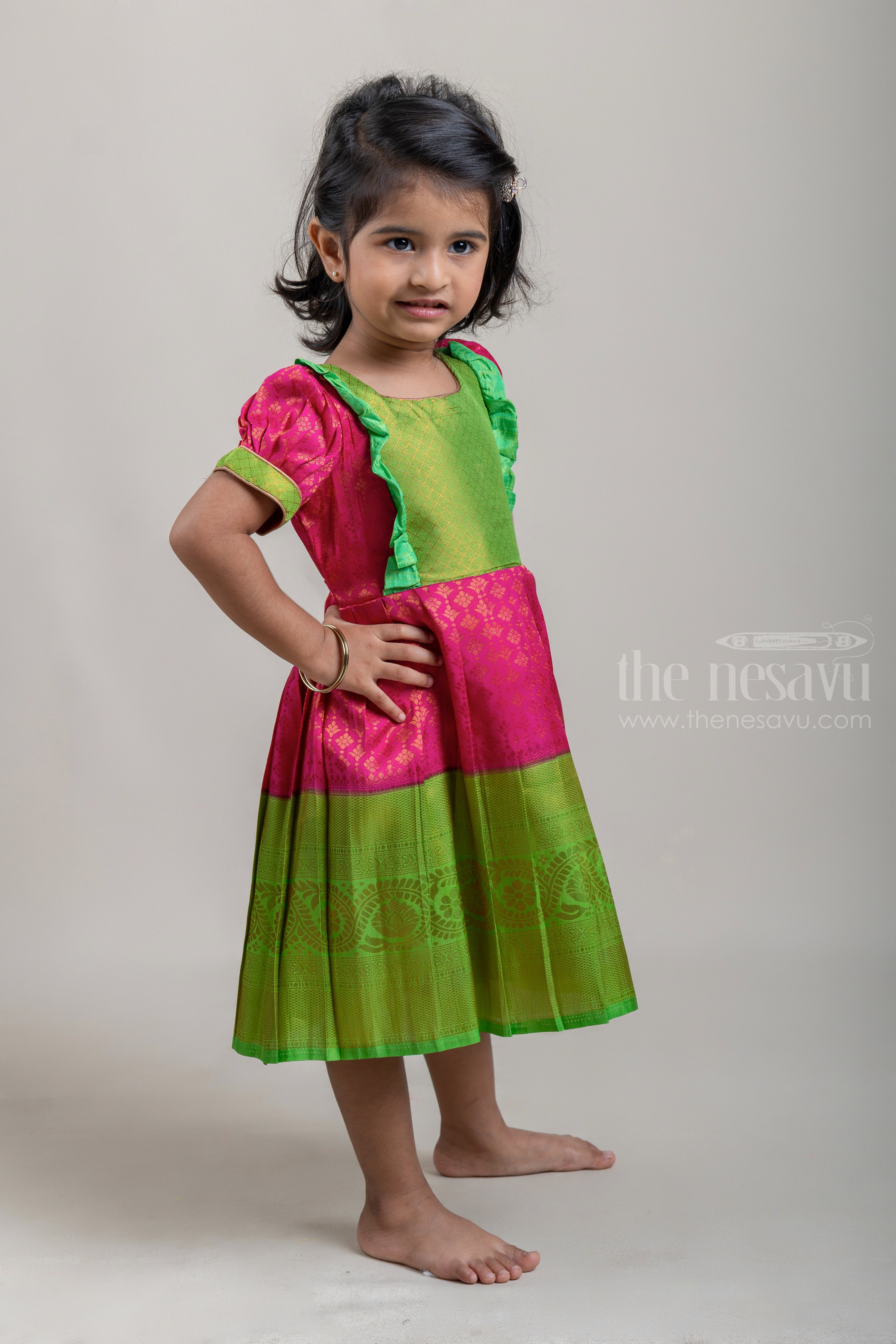 Pink and hotsell parrot green dress