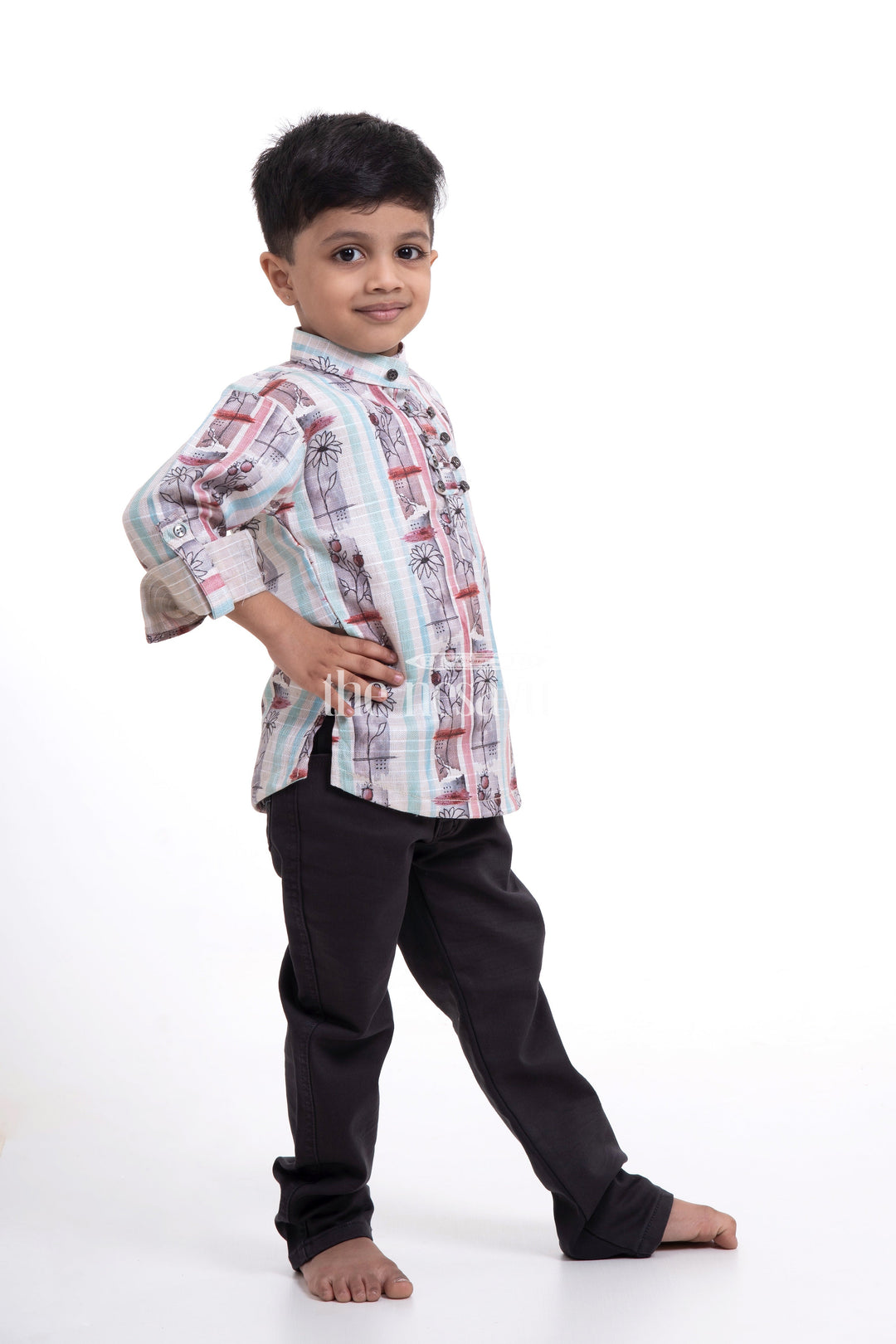 The Nesavu Baby Casual Sets Printed Shirts and Pants for Boys - Designer Full Kurtha Shirt with Matching Cotton Pant Nesavu