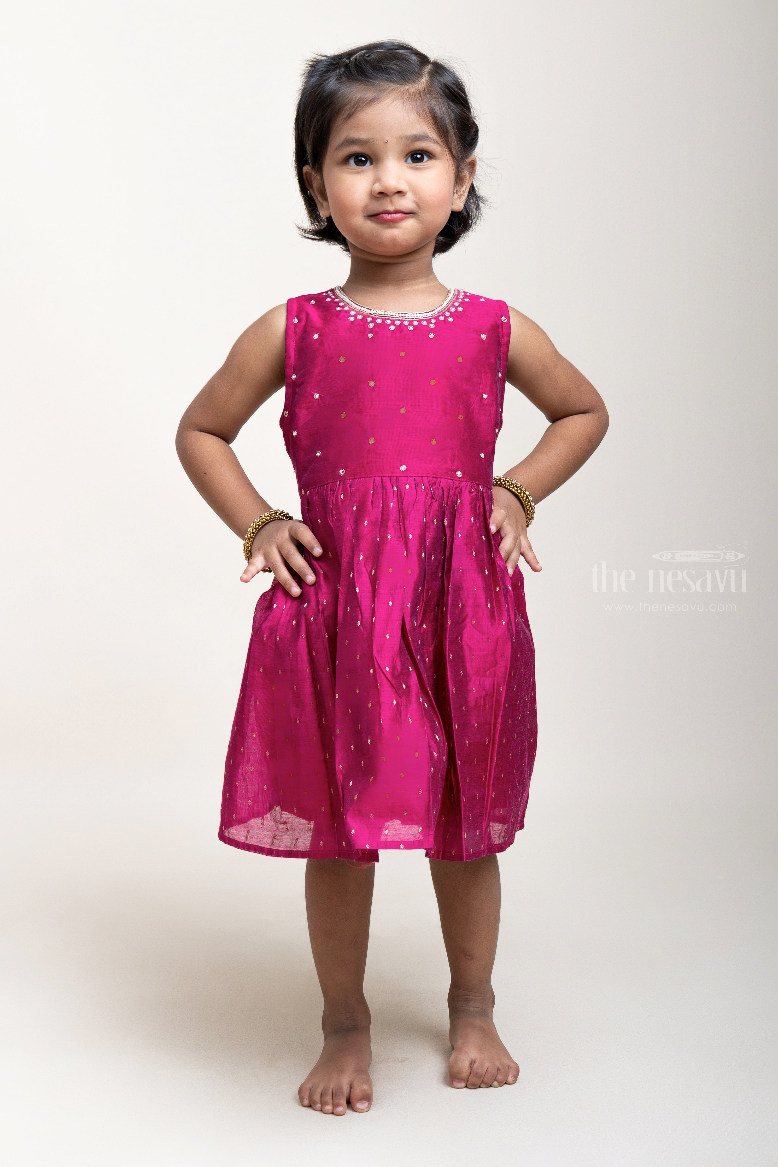 nesavu purple neck embroidered cotton frock for little girls girls fancy frock 16 1y magenta chanderi thenesavu gfc981b chinna pillala frocks cotton frocks designs the nesavu 40620552