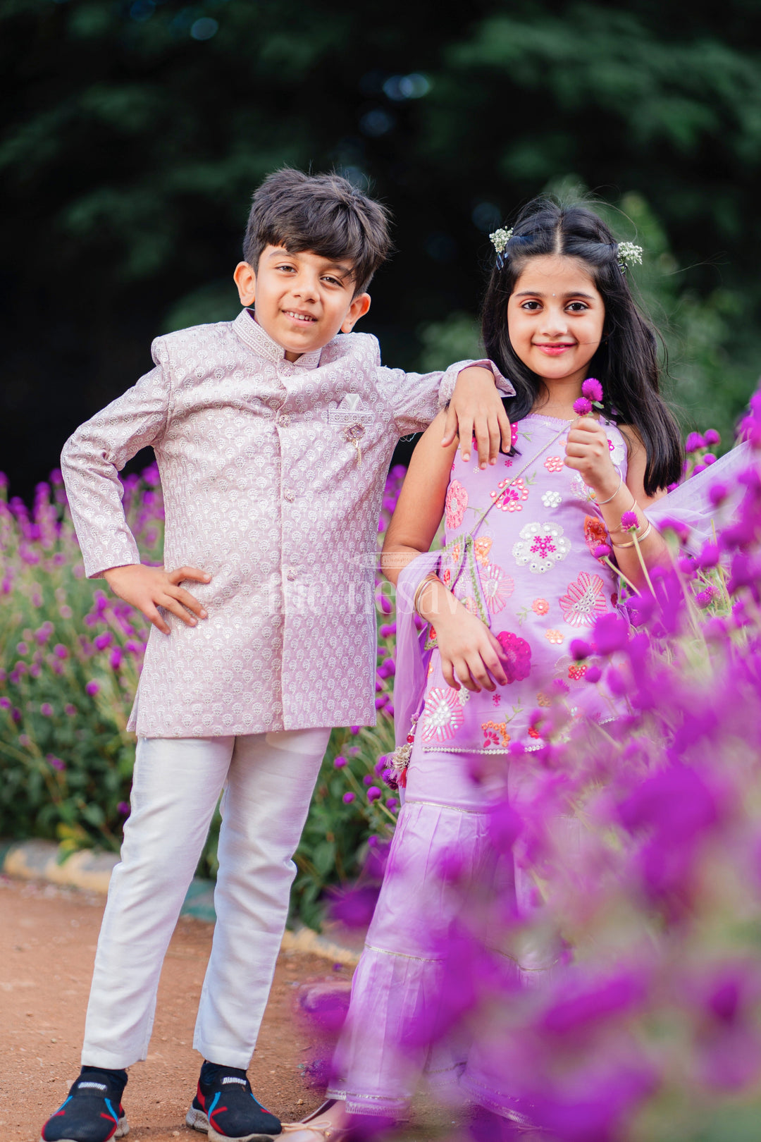 The Nesavu Girls Sharara / Plazo Set Purple Sharara Set with Floral Thread Embroidery and Gota Patti Highlights for Girls Nesavu Purple Sharara Set with Floral Thread Embroidery and Gota Patti Highlights for Girls Nesavu