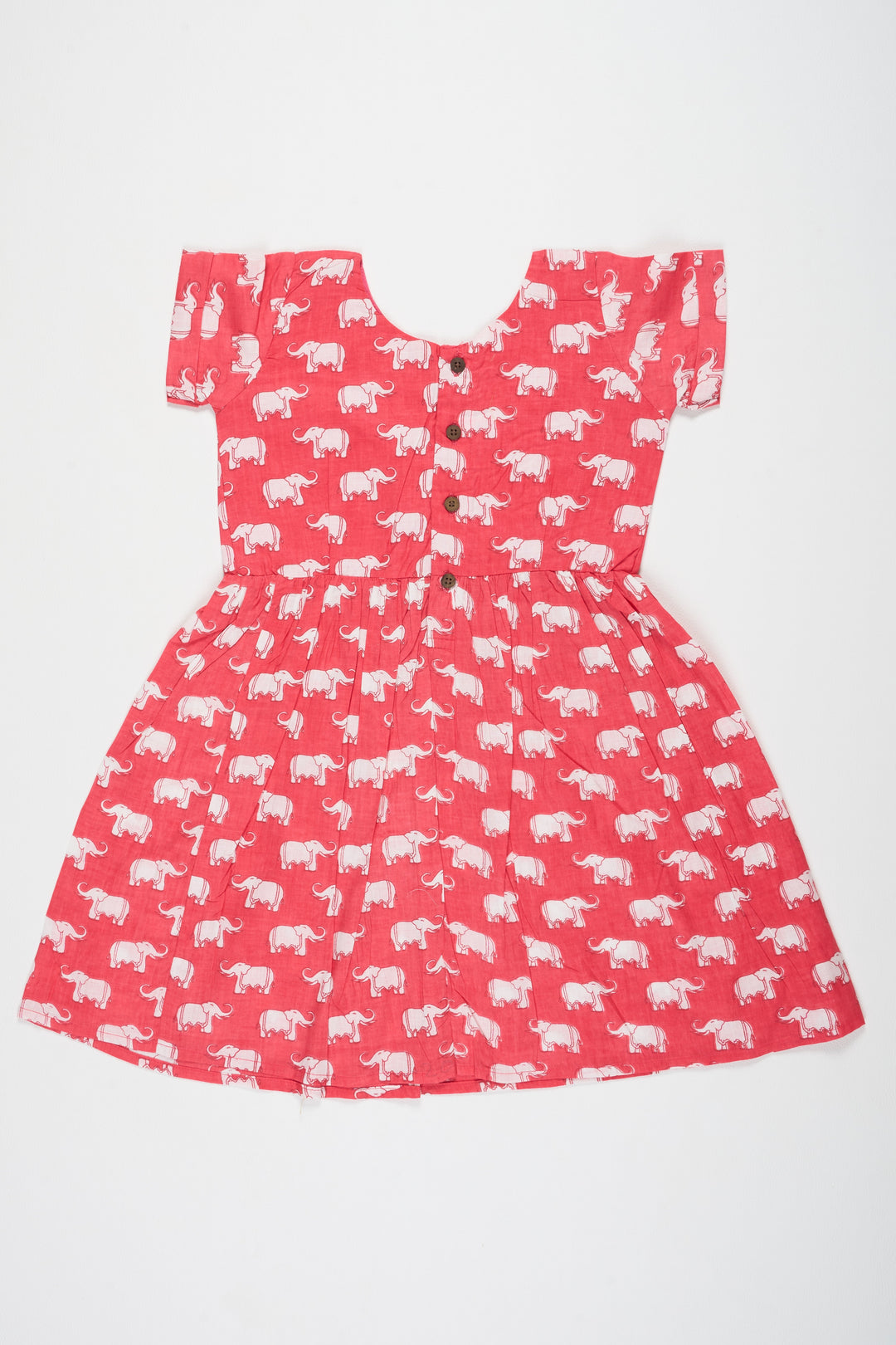 The Nesavu Baby Cotton Frocks Red Baby Cotton Party Frock with Elephant Print and Short Sleeves Perfect for Birthday Celebrations Nesavu Nesavu Red Baby Cotton Party Frock Elephant Print Fun Comfortable Birthday Outfit