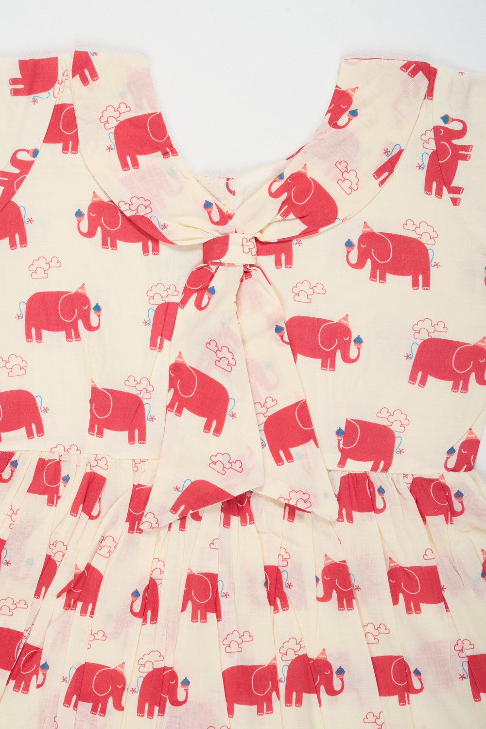 The Nesavu Baby Cotton Frocks Red Cotton Frock with Elephant Print for Babies Comfortable and Stylish for Playdates Nesavu Nesavu Red Cotton Baby Frock Elephant Print Adorable Comfortable Outfit Playdates