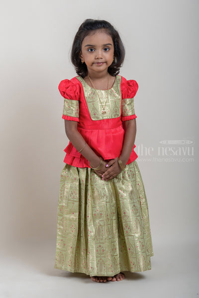 Nesavu Designer Kids Pattu Pavadai | Lehenga | Half Saree | Langa Voni ...