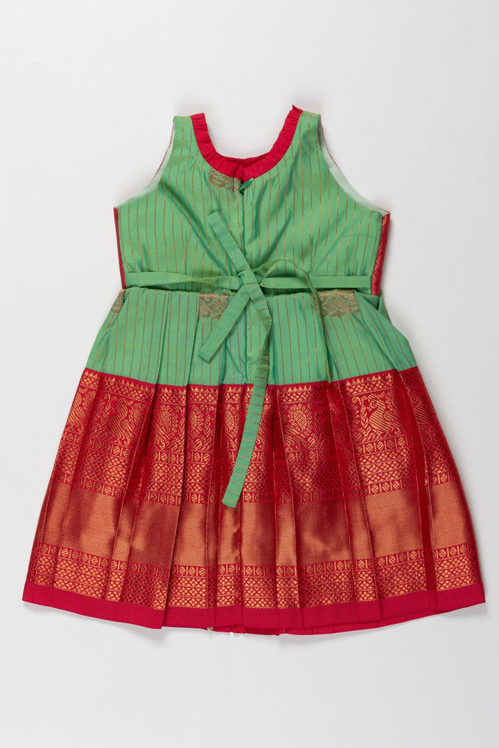 The Nesavu Girls Kanchi Silk Frock Reshme Kanchivaram Silk Frock for Kids - Suitable for Thottil Ceremony Nesavu Reshme Kanchivaram Silk Frock for Kids - Ideal for Thottil Ceremony