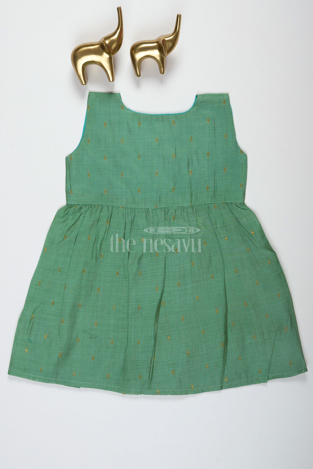 The Nesavu Baby Cotton Frocks Simple Design Rama Green Viscose Silk Frock with Overlap Neckline for Newborns Nesavu Simple Design Rama Green Viscose Silk Frock with Overlap Neckline for Newborns Nesavu