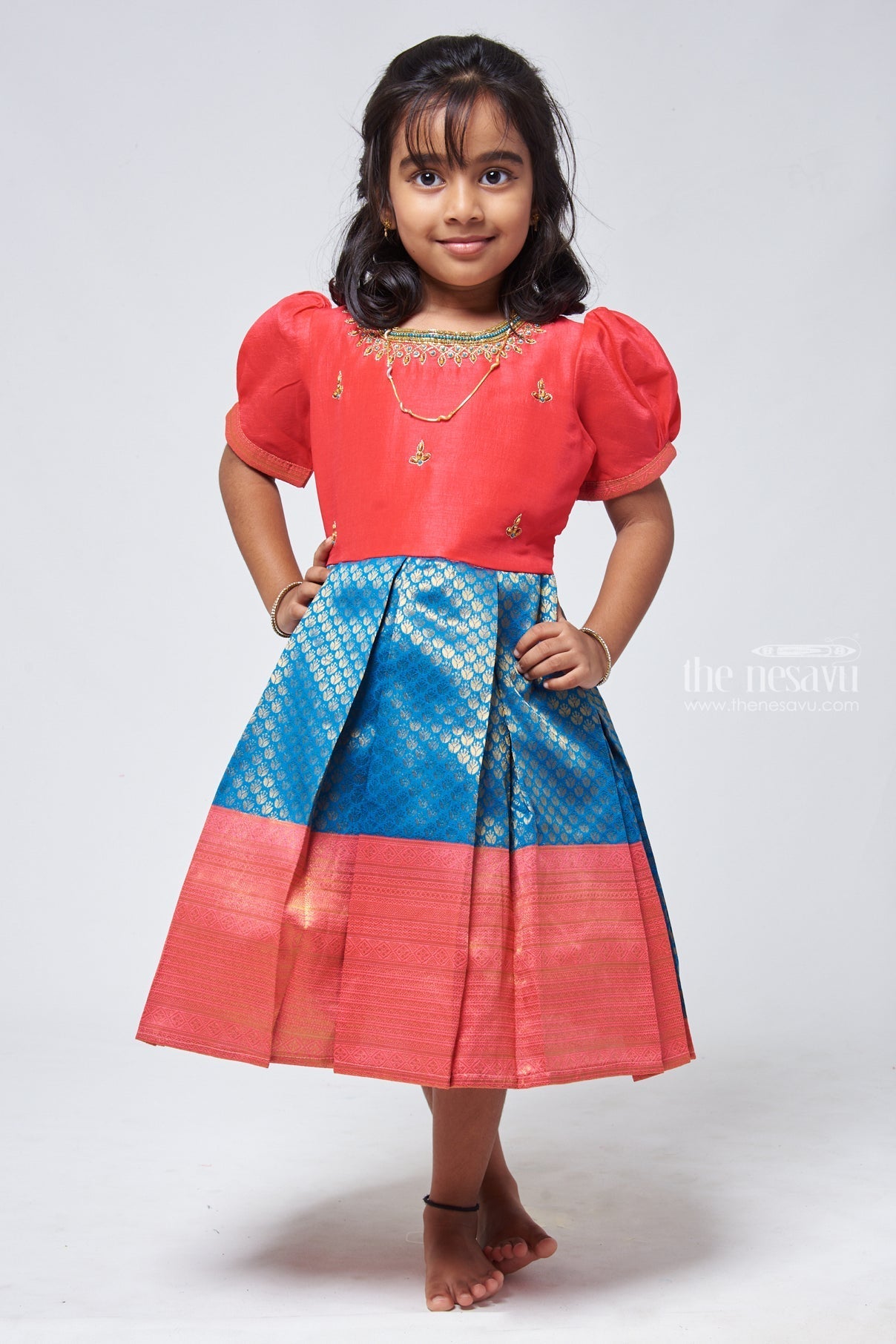 Baby infant green and royal blue kanchi pattu langa / pavadai | Dresses  kids girl, Kids blouse designs, Baby girl dress design