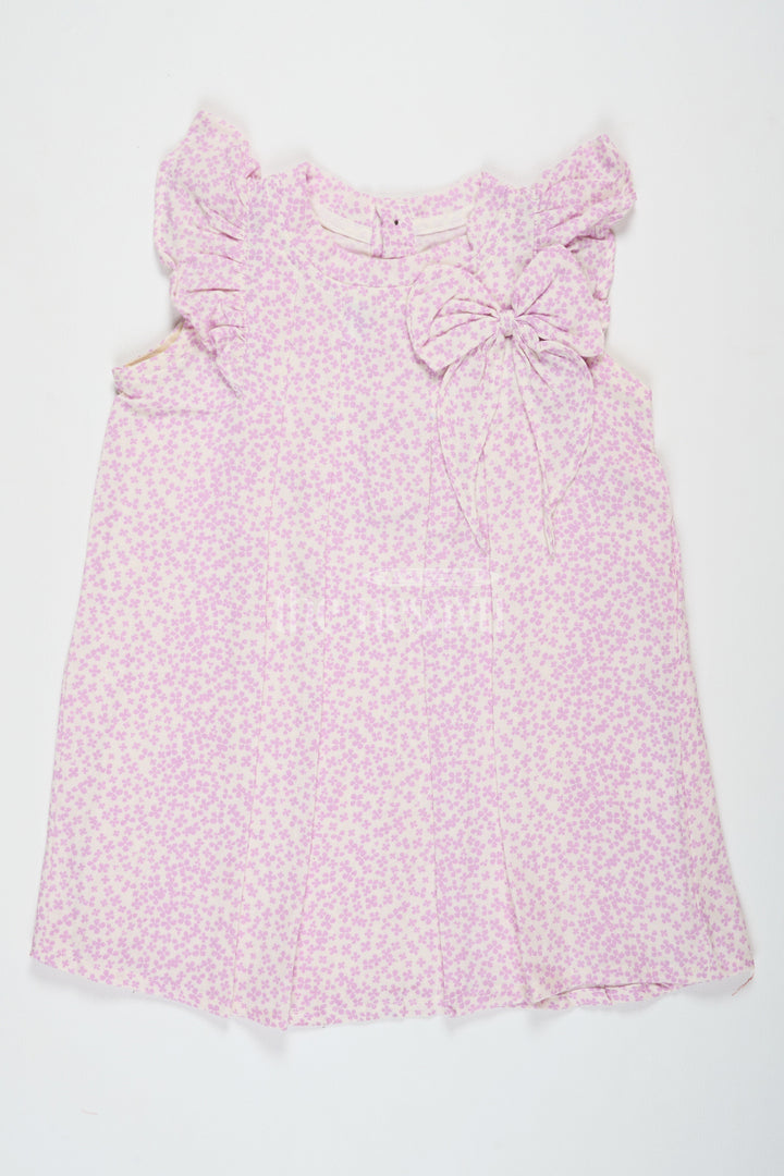 The Nesavu Girls Cotton Frock Stylish Girls Beautiful Cotton Frocks in Muslin with Tiny Floral Print Nesavu 14 (6M) / Pink BFJ675A-14 Nesavu Beautiful Girls Cotton Frock Tiny Floral Print Soft Muslin  Perfect Playdates Family Gatherings