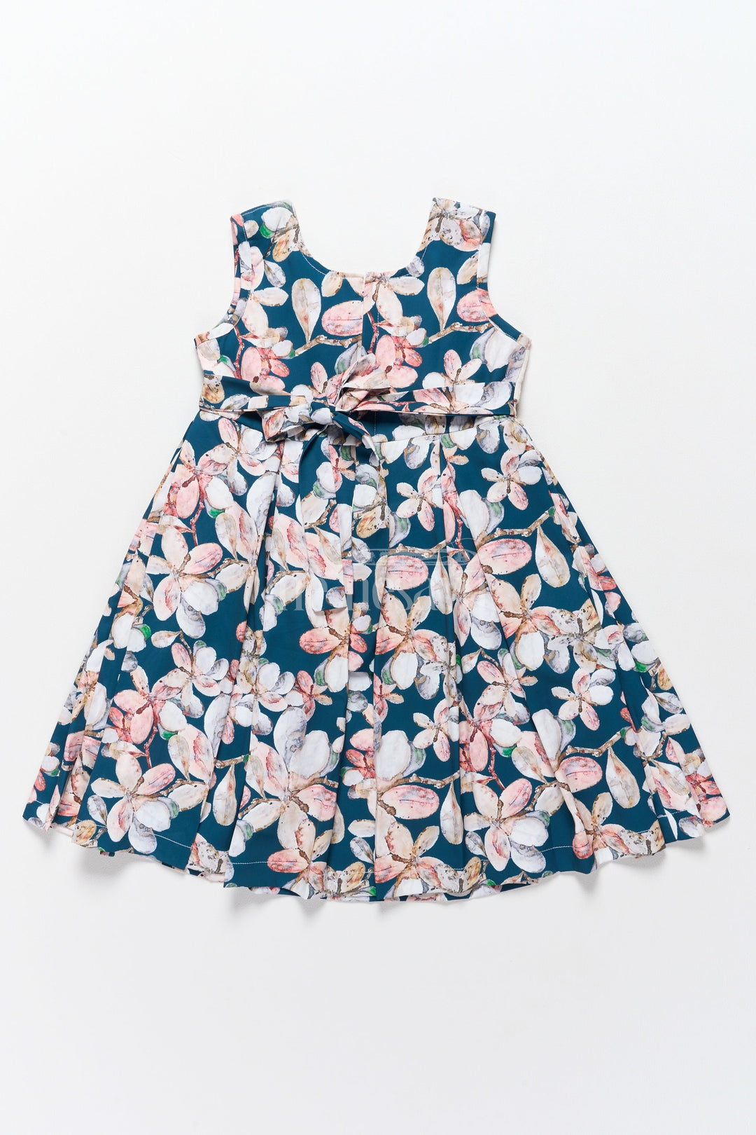 The Nesavu Girls Fancy Frock Stylish Girls Party Wear Long Frock with Floral Prints and Asymmetrical Neckline Nesavu Nesavu Girls Party Wear Long Frock Floral Prints Modern Asymmetrical Neckline