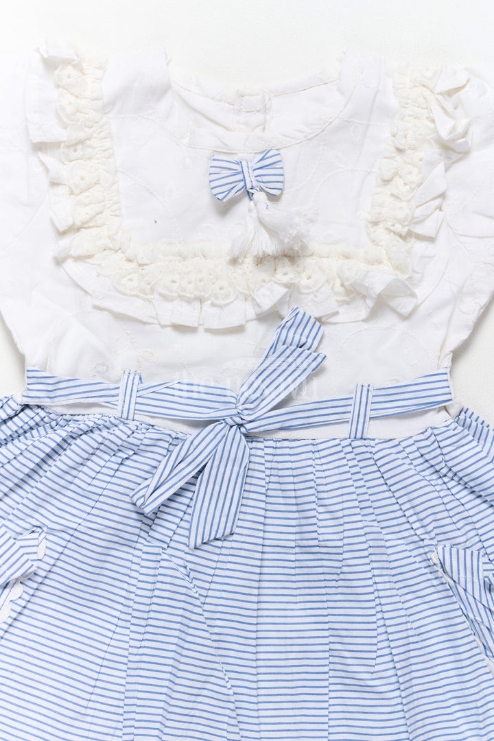 The Nesavu Girls Cotton Frock Stylish Hakoba Frock with Full-Flared Skirt for Girls Aged 18 to 28 Nesavu Stylish Hakoba Frock Girls Embroidery Full-Flared Stripes Nesavu