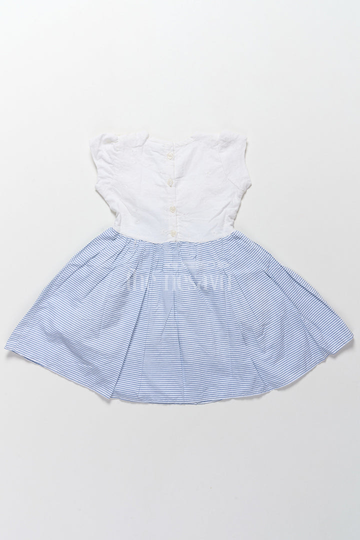 The Nesavu Girls Cotton Frock Stylish Hakoba Frock with Full-Flared Skirt for Girls Aged 18 to 28 Nesavu Stylish Hakoba Frock Girls Embroidery Full-Flared Stripes Nesavu