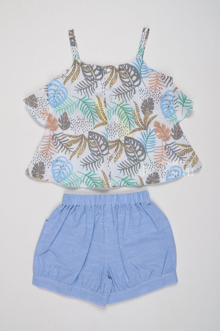 The Nesavu Baby Casual Sets Stylish Newborn Baby Girl Clothes with Tropical Print and Denim Shorts Nesavu Tropical Newborn Baby Girl Clothes Set Denim Shorts  Nesavu