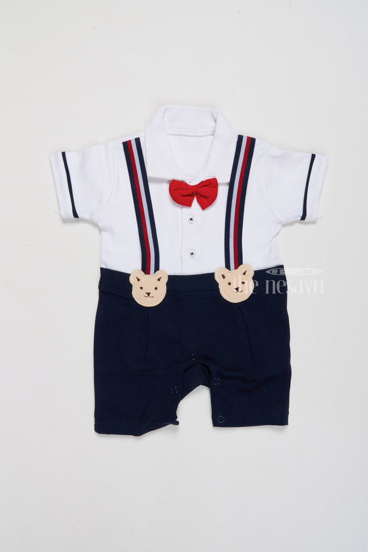 The Nesavu Baby Casual Sets Stylish Tomboy Casual Outfits for Babies with Adorable Teddy Embellishments Nesavu 10 (NB) / White BCS201A-10 Shop Nesavu Adorable Tomboy Casual Outfits Babies Cotton Comfort Teddy Details