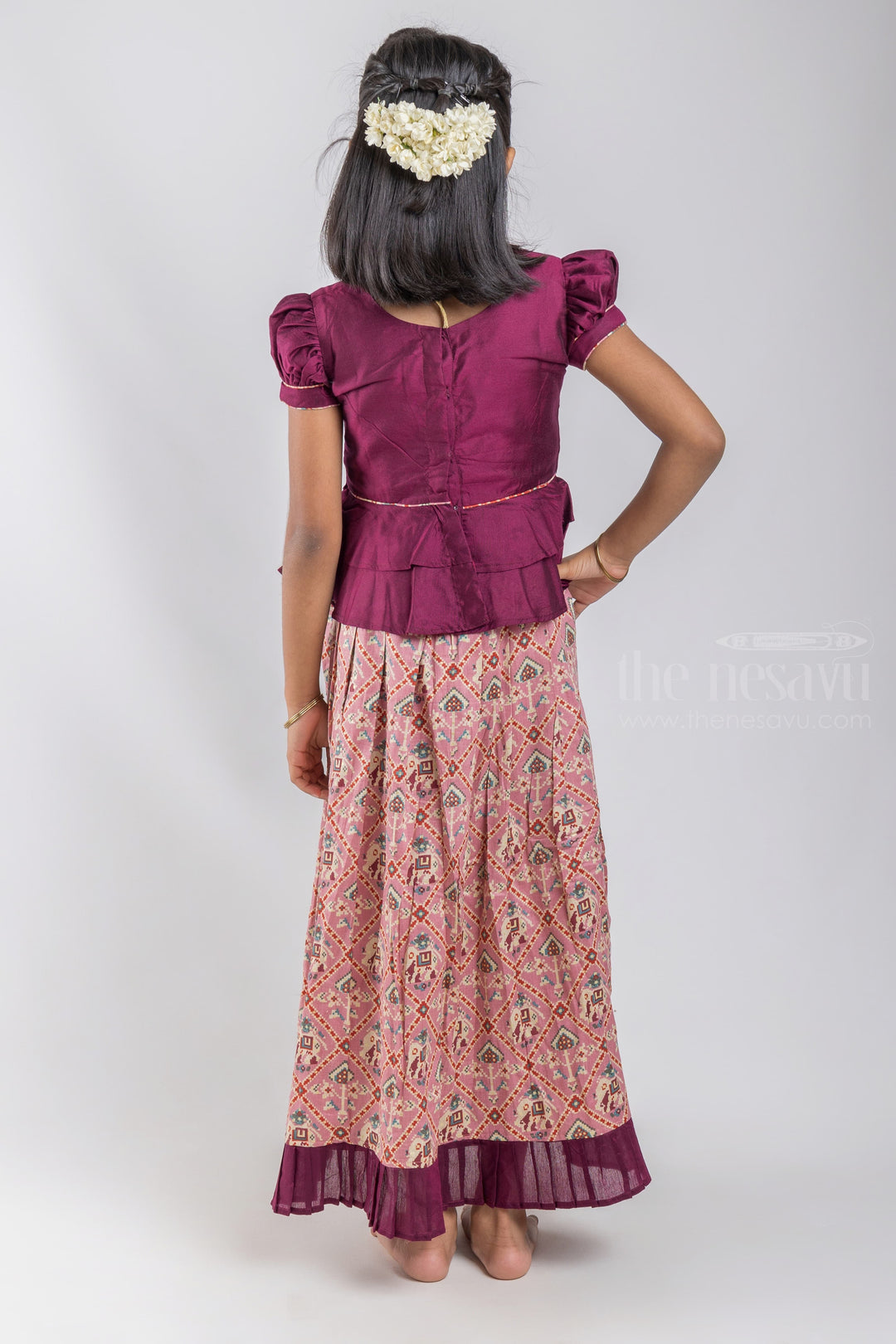 The Nesavu Pattu Pavadai Tamil Nadu Inspired Pattu Pavadai: Experience the Authenticity Nesavu Premium Silk Skirt For Girls | Pattu Pavadai For Girls | The Nesavu