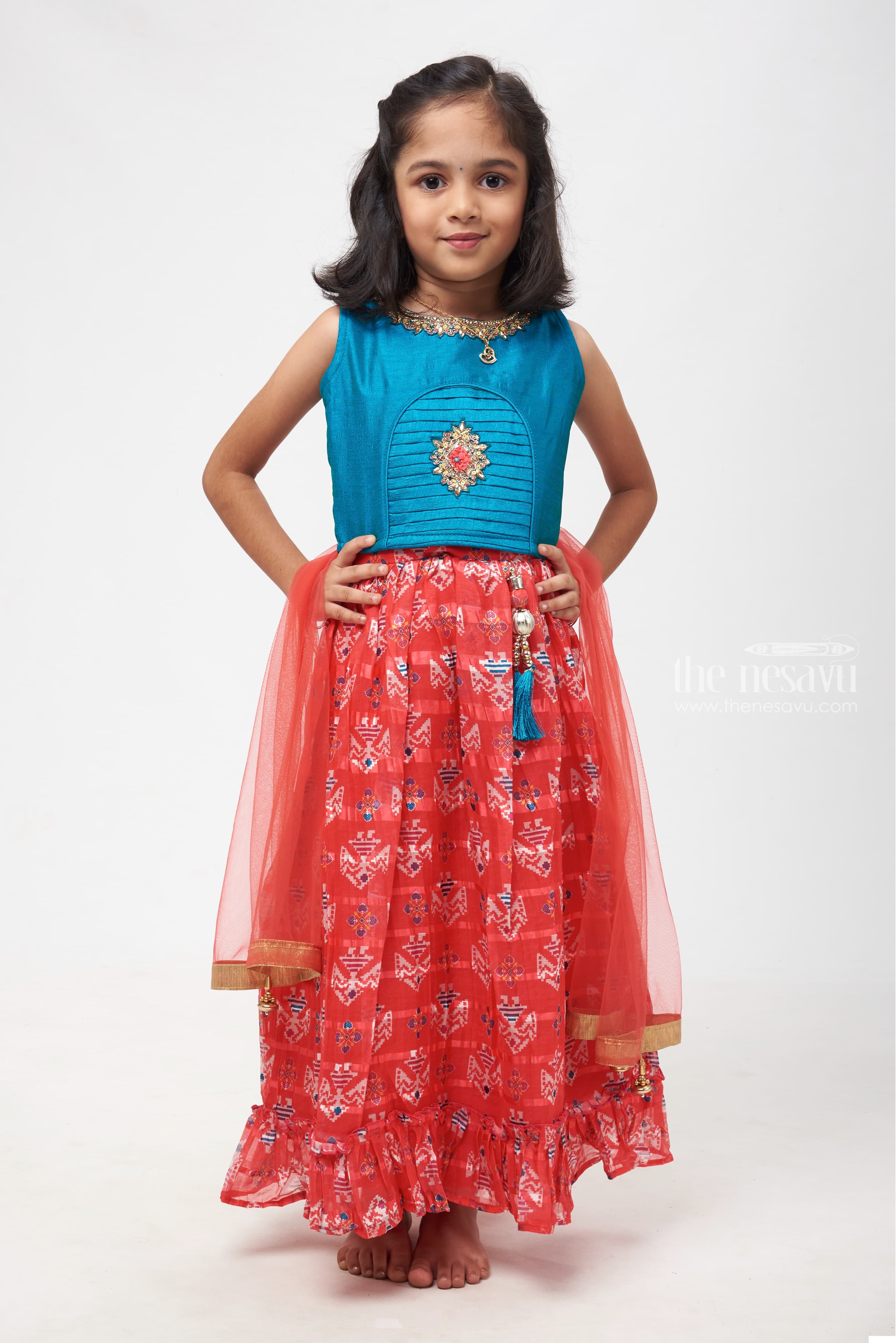 Crop top with floral lehenga | Kids dress patterns, Kids dress, Baby lehenga