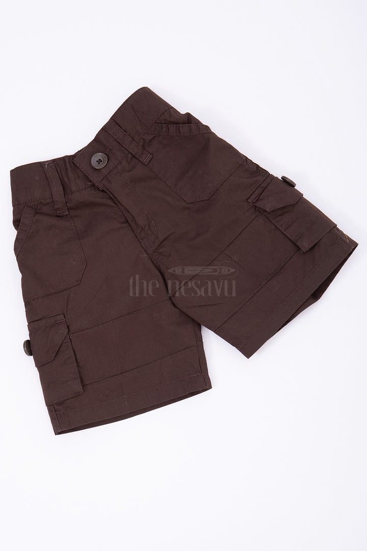 The Nesavu Boys Shorts The Nesavu Brown Cargo Cotton Boys Daily Wear Shorts Nesavu