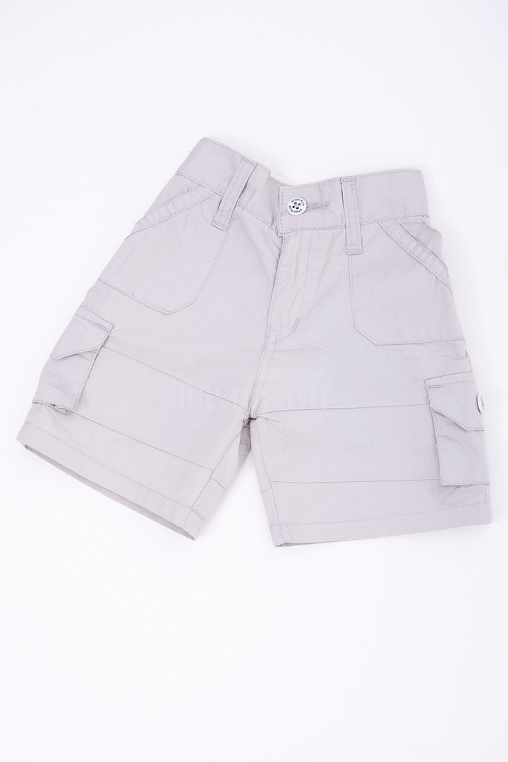 The Nesavu Boys Shorts The Nesavu White Cargo Cotton Boys Daily Wear Shorts Nesavu 16 (1Y) / White BWS005B-16