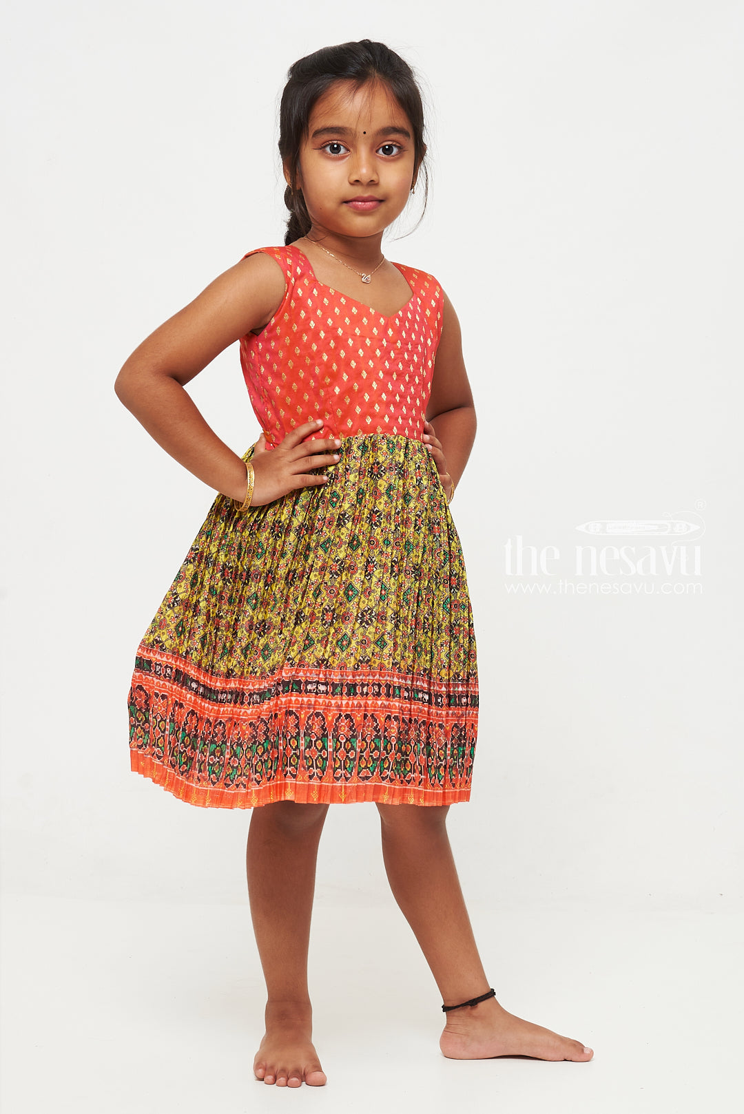 The Nesavu Silk Frock Traditional Pattu-Inspired Silk Frock for Girls: Vibrant Pink with Exquisite Embroidery Nesavu Buy Girls Traditional Silk Frock Online | Pink Embroidered Dress | Kids Festive Clothing | The Nesavu