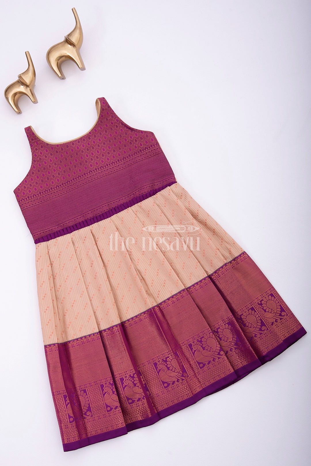 The Nesavu Girls Kanchi Silk Frock Traditional Pattu Pavadai Frock for Girls with Semi Banarasi Kanchivaram Silk Nesavu 16 (1Y) / Maroon / Style 2 SF895B-16 Nesavu Pattu Pavadai Frock for Girls with Semi Banarasi Kanchivaram Silk - Wedding & Festive Wear