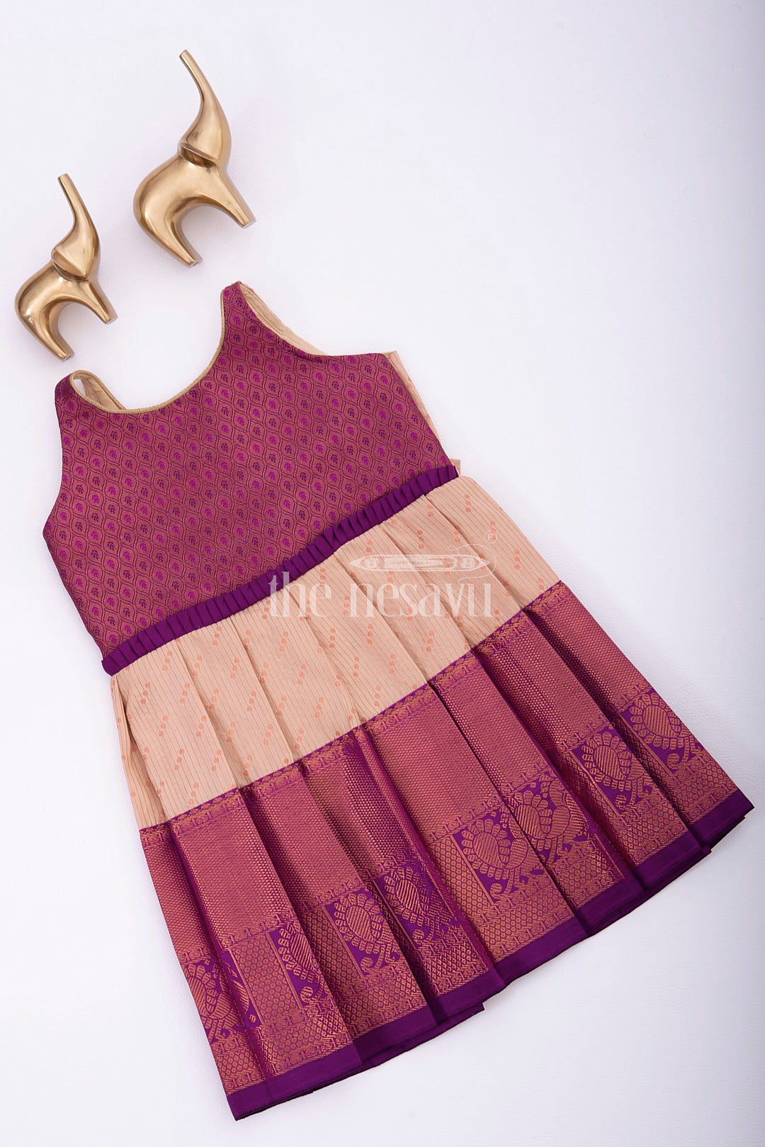 The Nesavu Girls Kanchi Silk Frock Traditional Pattu Pavadai Frock for Girls with Semi Banarasi Kanchivaram Silk Nesavu Nesavu Pattu Pavadai Frock for Girls with Semi Banarasi Kanchivaram Silk - Wedding & Festive Wear