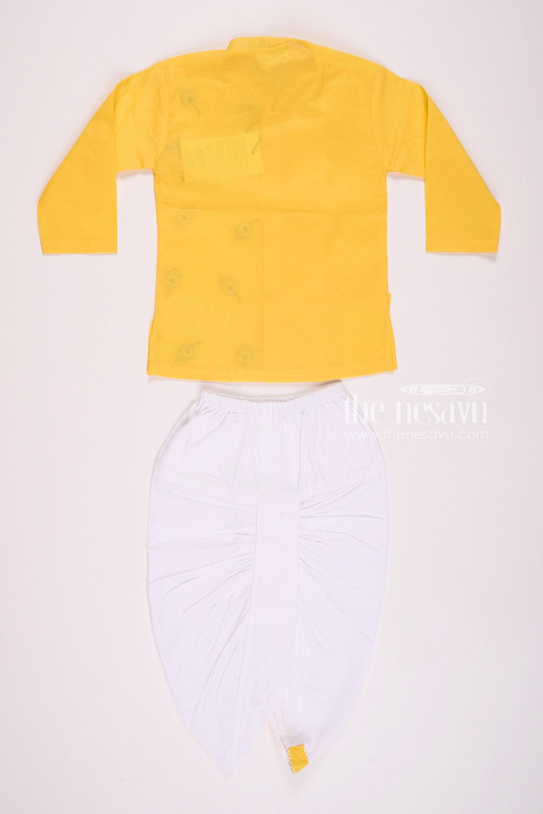 The Nesavu Boys Dothi Set Traditional Yellow Krishna Jayanthi Baby Kurtha with Dothi Pant Set Nesavu Traditional Yellow Krishna Jayanthi Baby Kurtha with Dothi Pant Set - Festive Wear
