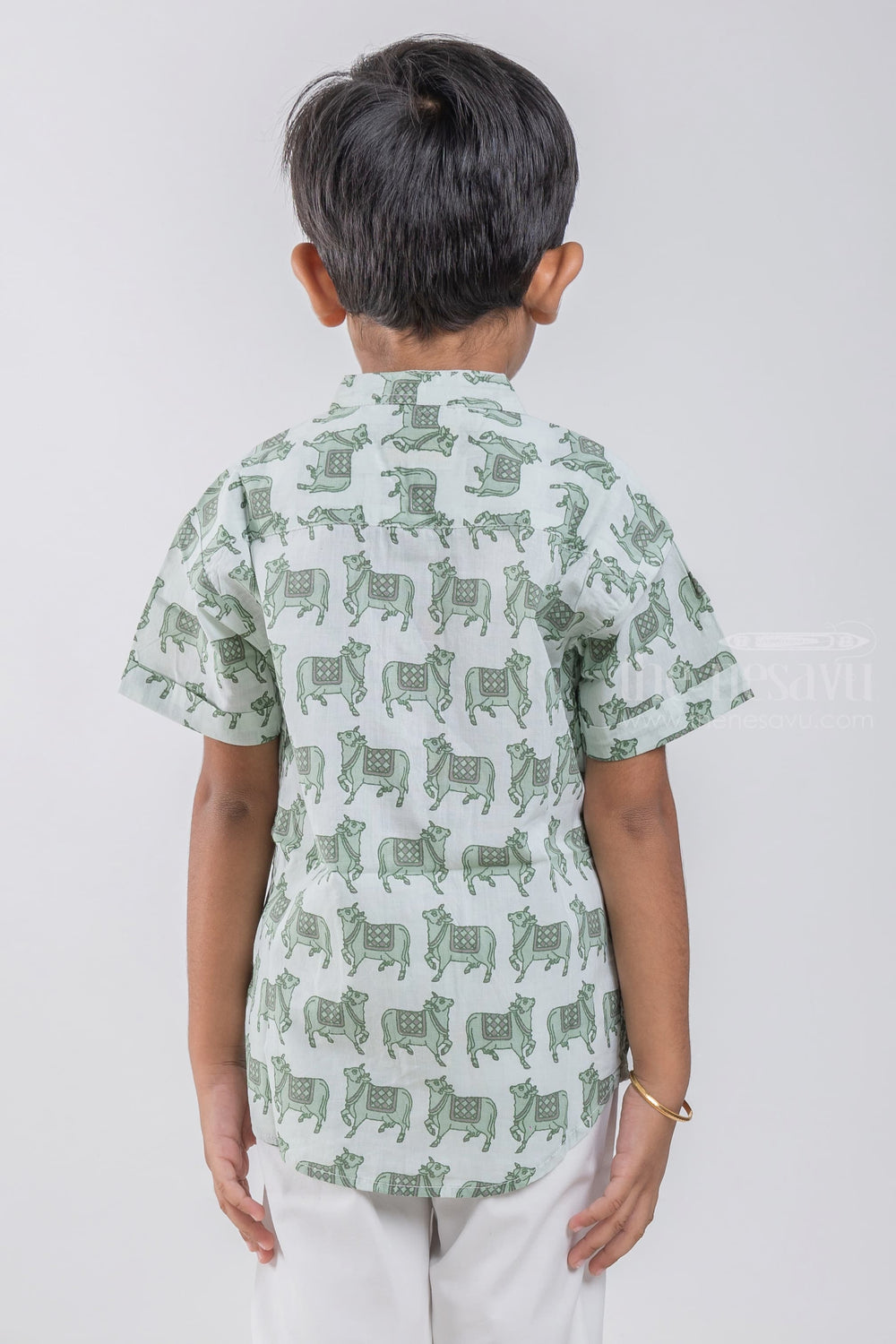 The Nesavu Boys Cotton Shirt Unique and Artistic Boys' Pichwai Cow Print Shirt | Pure Cotton | Nesavu | Embrace Indian Traditions psr silks Nesavu