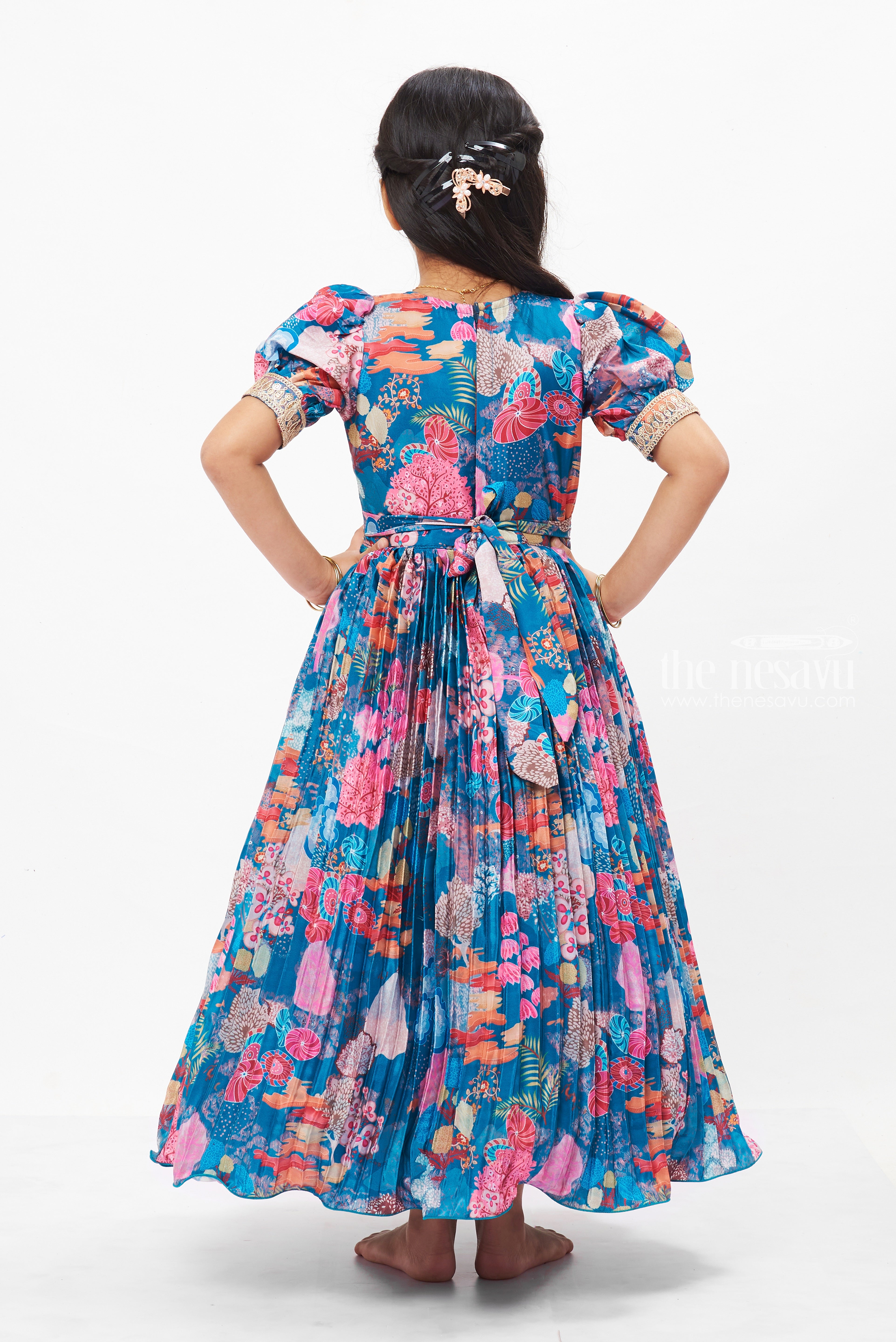 Traditional Floral Anarkali Gown for Girls Festive Long Dress Online The Nesavu The Nesavu