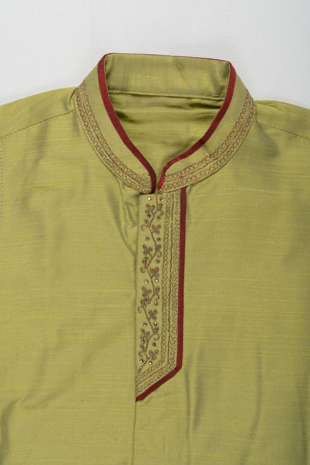 The Nesavu Boys Dothi Set Vibrant Green Sleeveless Kurta with Maroon Dhoti Set for Boys Nesavu Boys Green Sleeveless Kurta with Maroon Dhoti Set | Festive Traditional Wear | The Nesavu