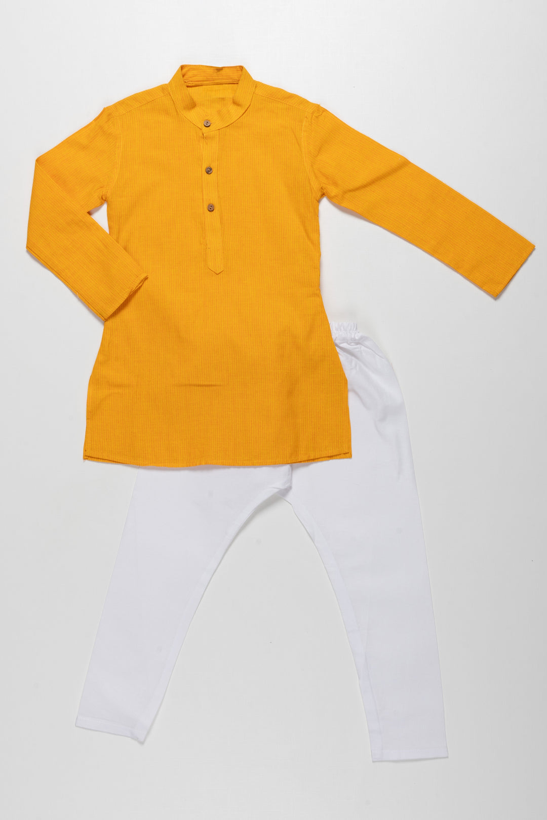 The Nesavu Boys Kurtha Set Vibrant Yellow Kurta with White Pajama Set for Kids - Traditional Festive Wear Nesavu Vibrant Yellow Kurta with White Pajama Set for Kids | Traditional Festive Wear | The Nesavu