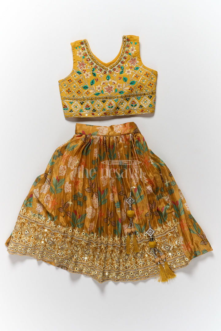 The Nesavu Girls Lehenga Choli Vibrant Yellow Lehenga for Girls with Intricate Muslin Silk Embroidery Ideal for Wedding Party Nesavu 16 (1Y) / Yellow GL548A-16 Nesavu Yellow Muslin Silk Lehenga Girls Embroidered Blouse Perfect Wedding Parties