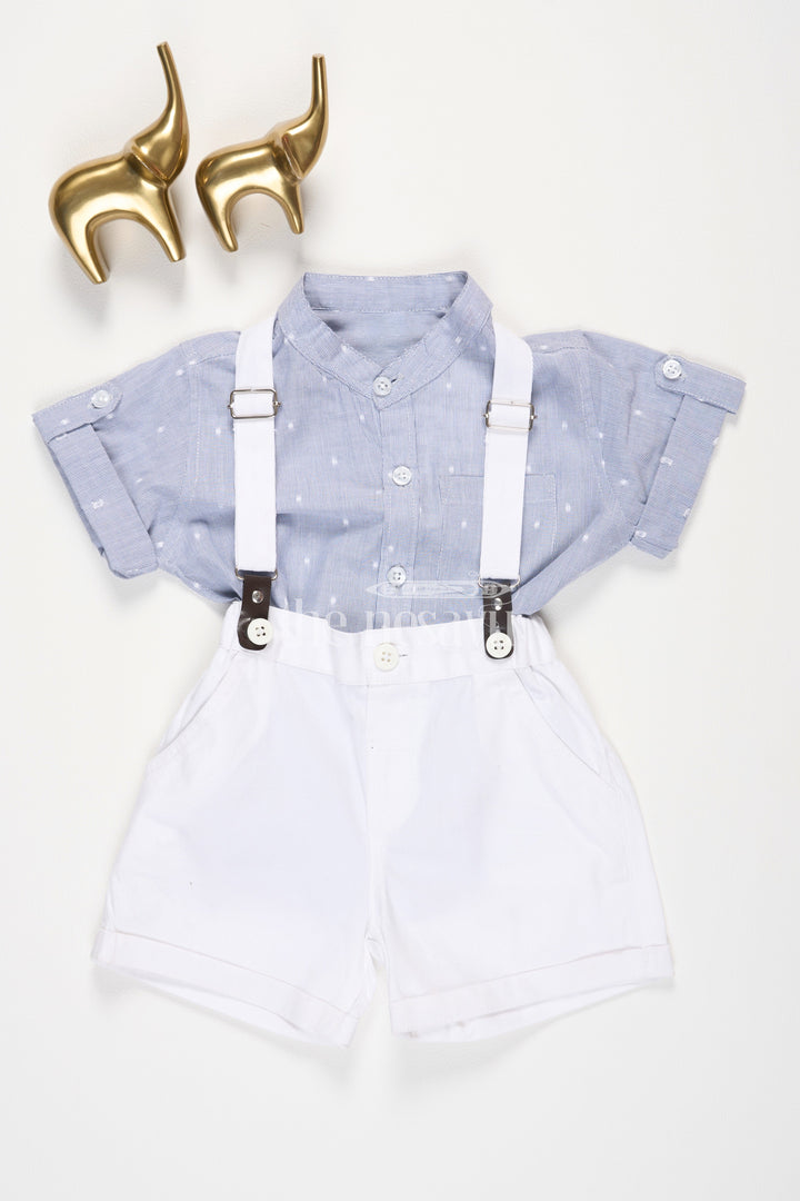 The Nesavu Baby Rompers/Onesies Vintage Suspender Baby Boy Outfit Nesavu 10 (NB) / Blue BCS040A-10 Vintage Suspender Baby Boy Outfit - Timeless & Stylish