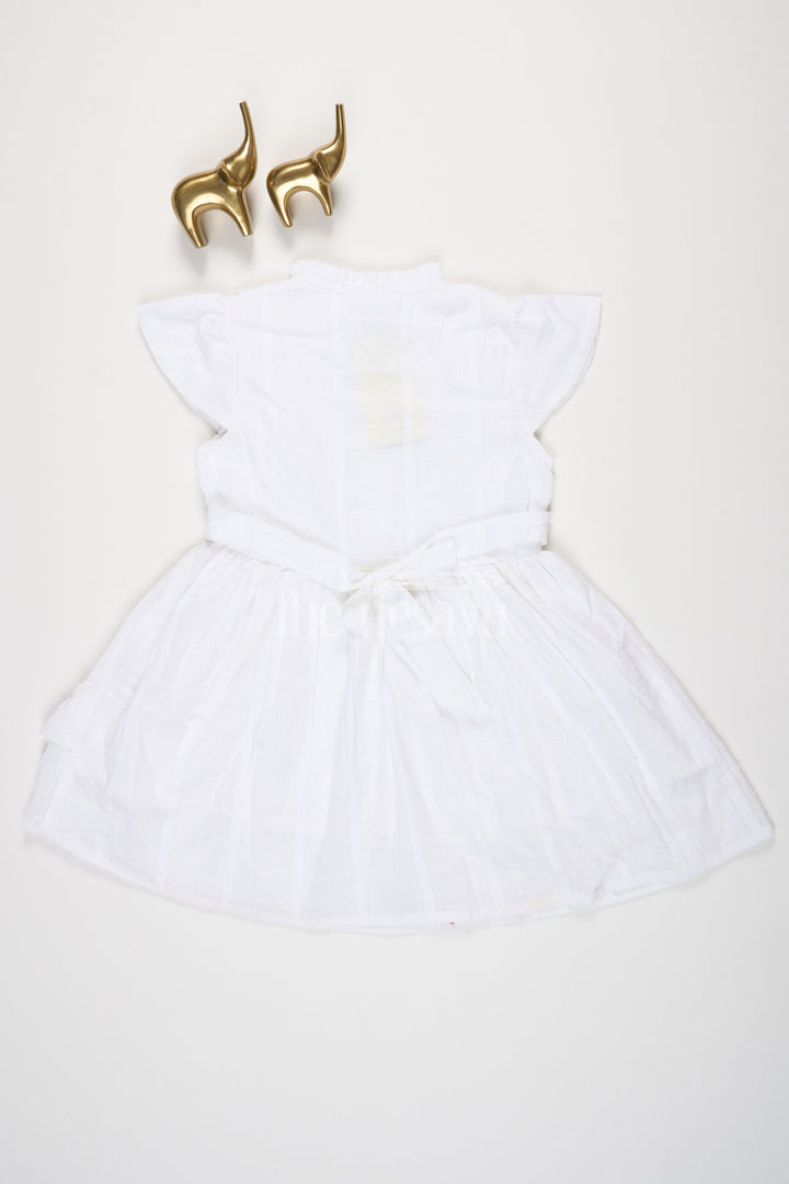 The Nesavu Girls Cotton Frock White Cotton Frock with Ruffles and Gatherings for Girls Nesavu White Cotton Frock with Ruffles and Gatherings for Girls Nesavu