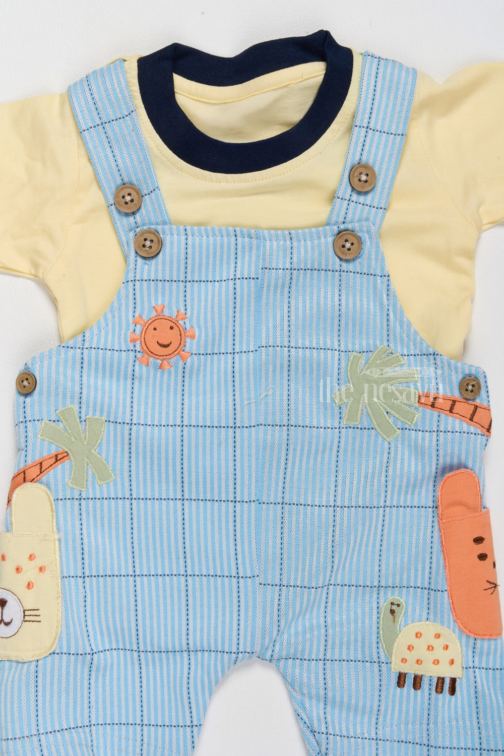 The Nesavu Baby Casual Sets Winter Clothes Newborn Blue Jungle Theme Dungaree with Yellow T-Shirt Nesavu Nesavu Winter Clothes Newborn Blue Jungle Theme Dungaree Yellow T-Shirt