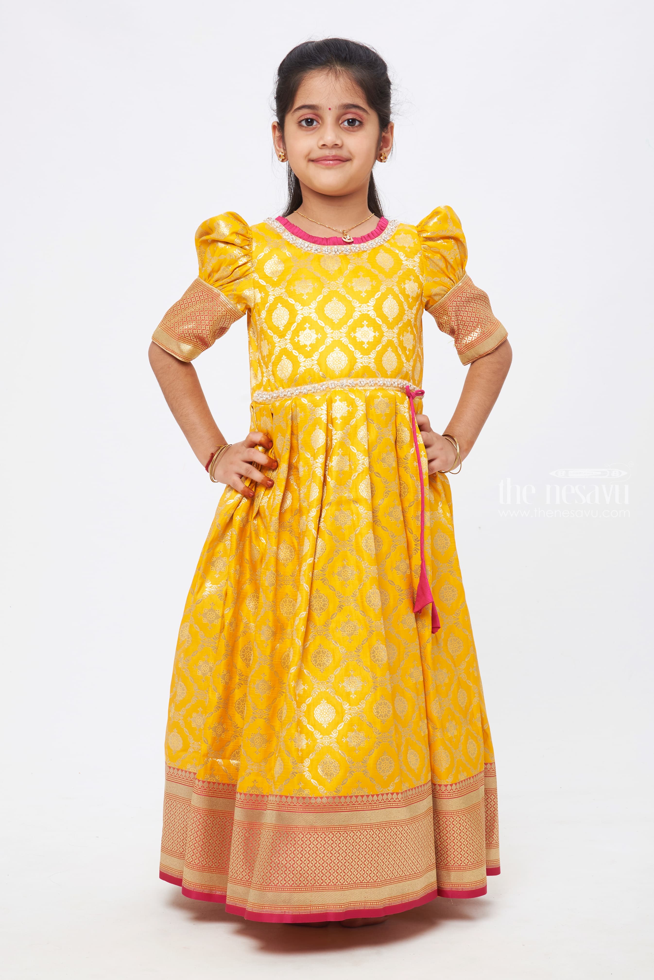 Aarika Baby-Girl's Silk Fit and Flare Knee-Length Special Occasion Dress  (FK-21018_Gajri_18) : Amazon.in: Fashion