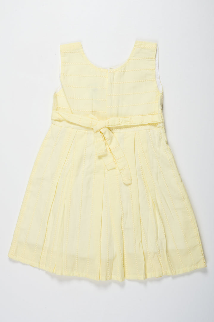 The Nesavu Girls Cotton Frock Yellow Cotton Girls Frock with Chikankari Embroidery Nesavu Yellow Cotton Girls' Frock with Chikankari Embroidery - Nesavu