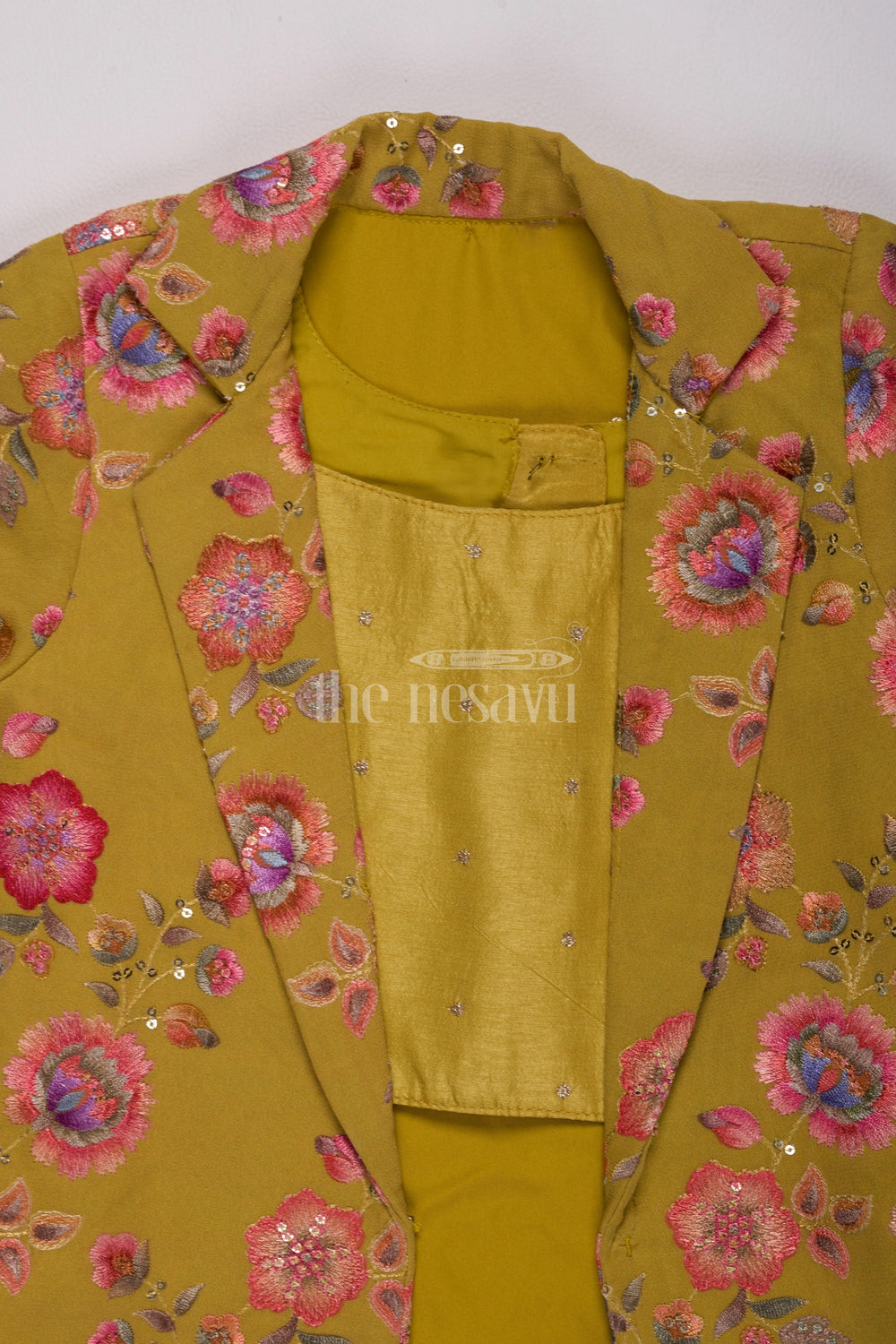 The Nesavu Girls Sharara / Plazo Set Yellow Georgette Sharara Set for Girls with Haldi Function Theme Nesavu Yellow Georgette Sharara Set for Girls with Sequin Embroidery - Nesavu