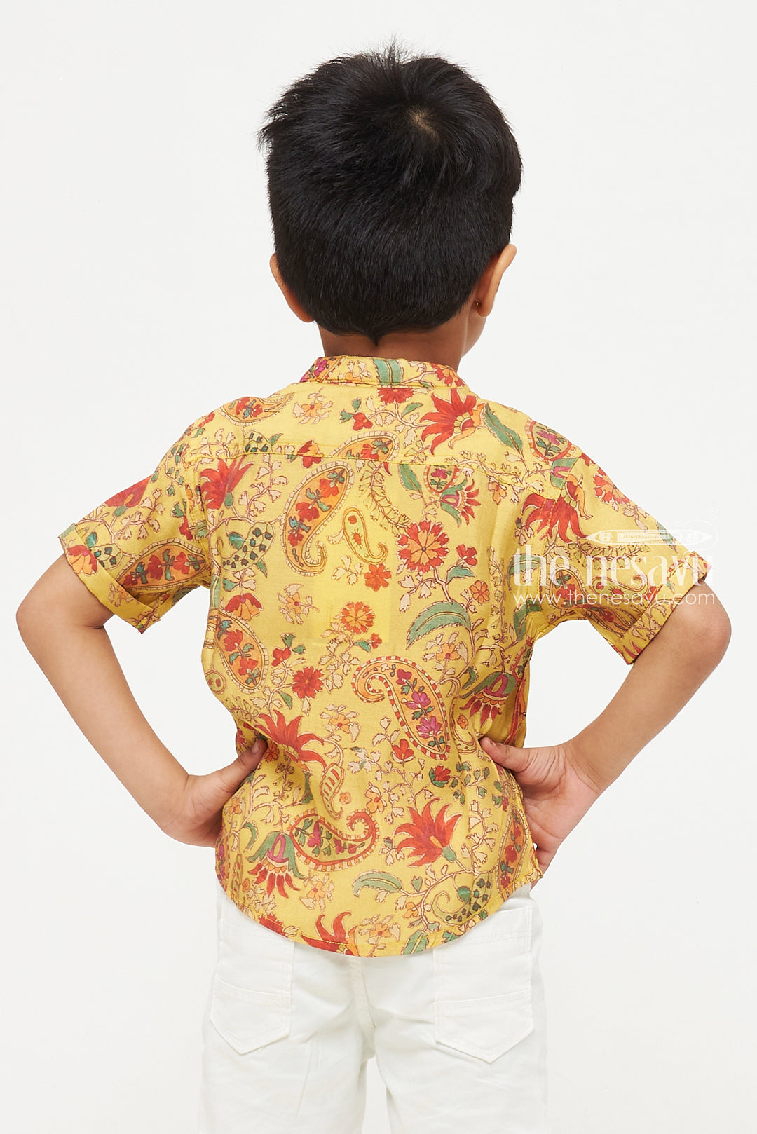 The Nesavu Boys Cotton Shirt Yellow Paisley Design Shirt - Ideal for Casual, Vacation, and Party Wear Nesavu Yellow Paisley Design Shirt - Casual, Vacation, and Party Wear for Kids